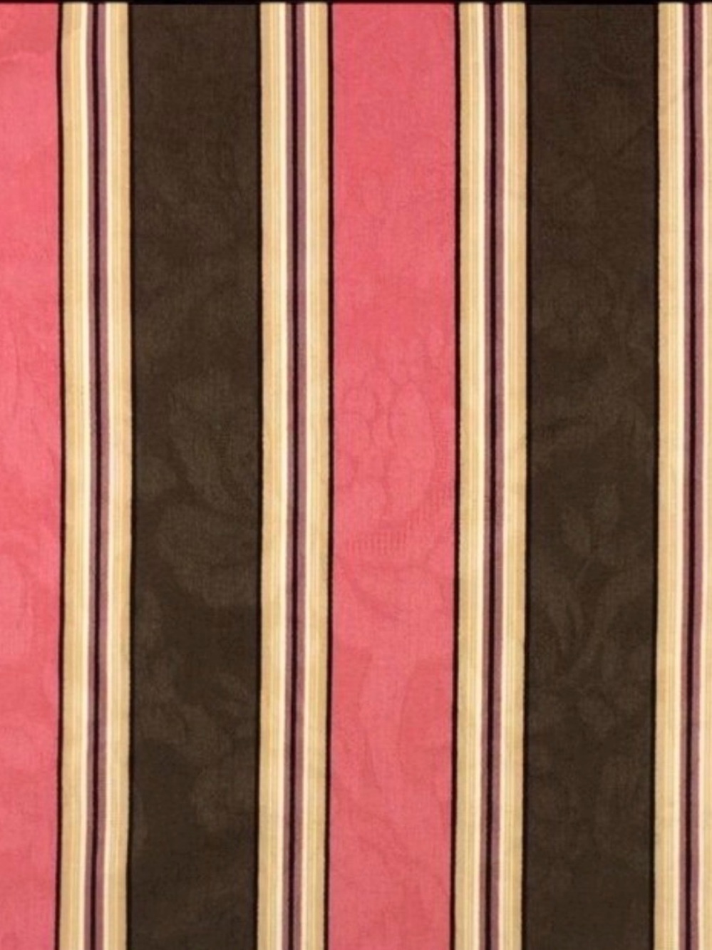 Kingsway Aurora Chocolate Brown Pink Capulet Stripe  Fabric 54” W Upholstery